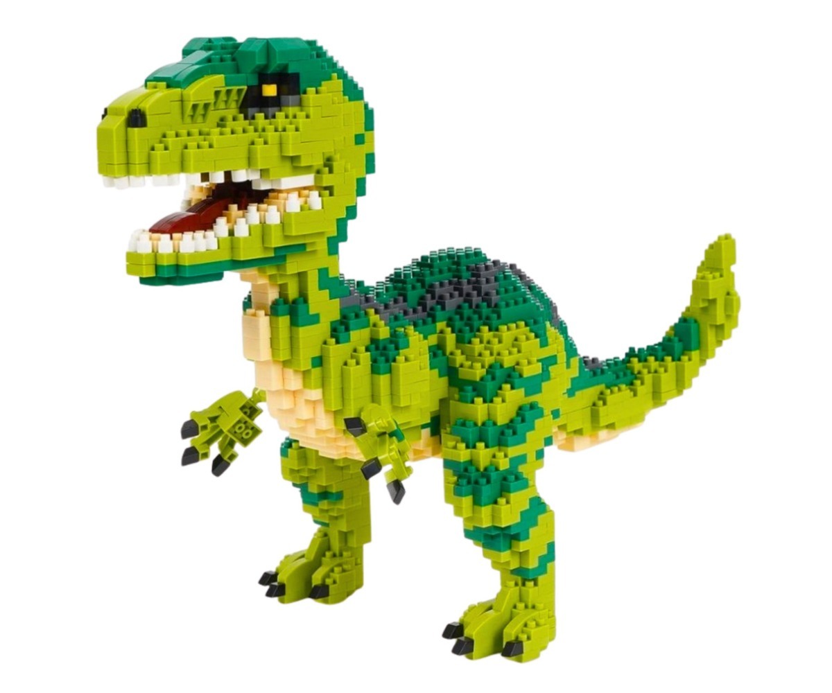 Detailne vaade Dinosaurus Velociraptor 3D ehitusklotside komplektist, mis koosneb 1457 osast.