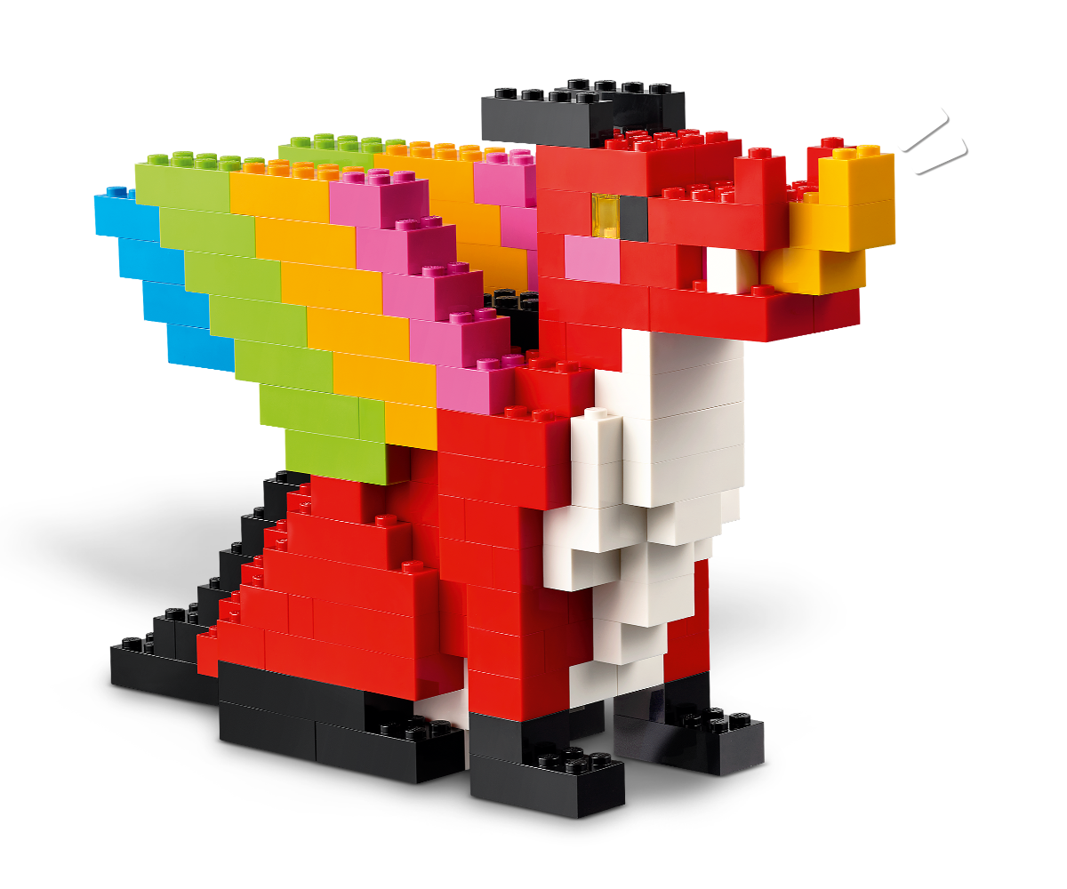Mitmevärviline LEGO Classic loomine - draakon, valmistatud 820 klotsiga (11045).
