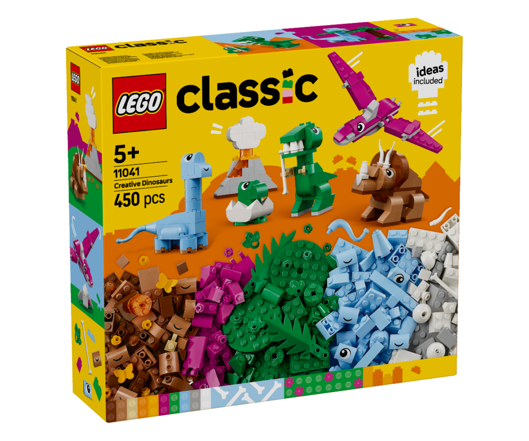 LEGO Classic Loomingulised dinosaurused – 450 osa (5+). Kompaktne pakend, mis sisaldab 450 detaili loominguliste dinosauruste ehitamiseks.