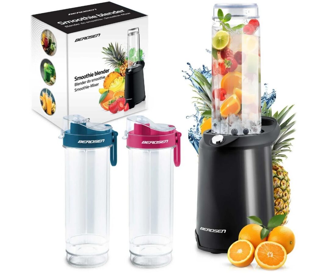 Smuutiblender Berdsen BD-752 350W kahe pudeliga – must, kaks pudelit ja pakend