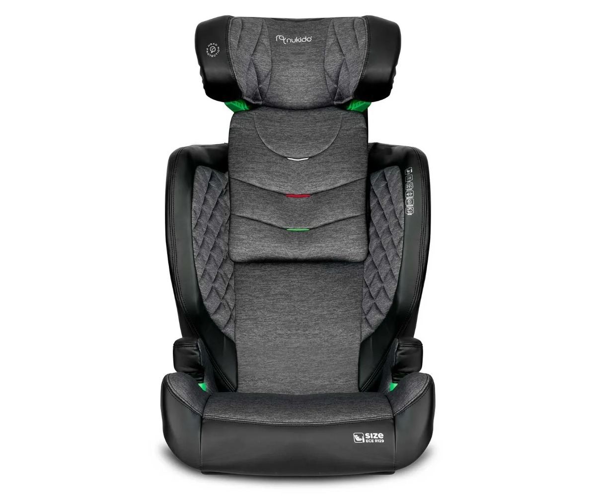 Vaade laste turvatoolist Nukido Louis ISOFIX 100–150cm, must/hall, atraktsiooniga kuju