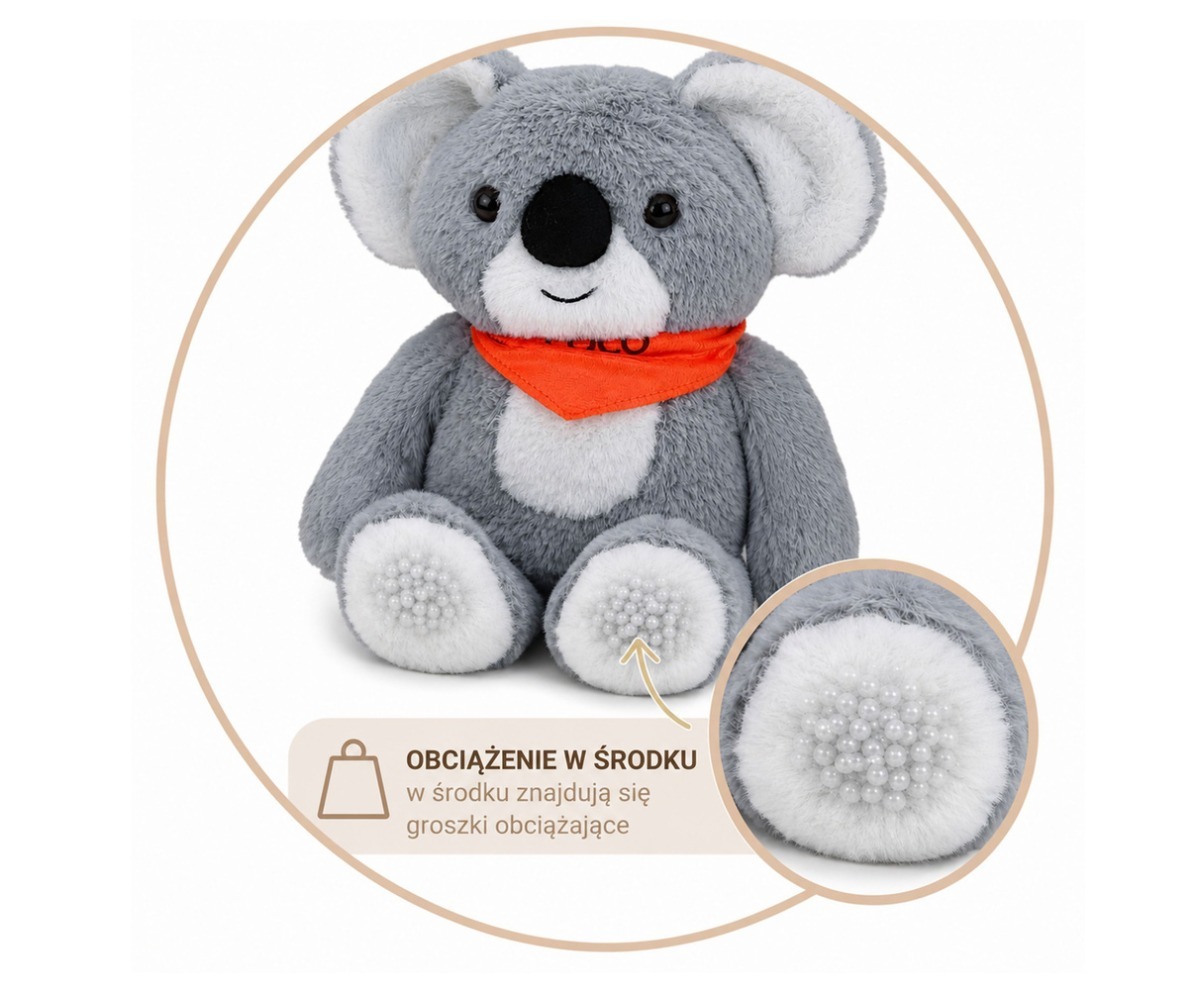 Raskusega kaisuloom koaala 1,3 kg – hall, 35cm, pehme ja armas disain