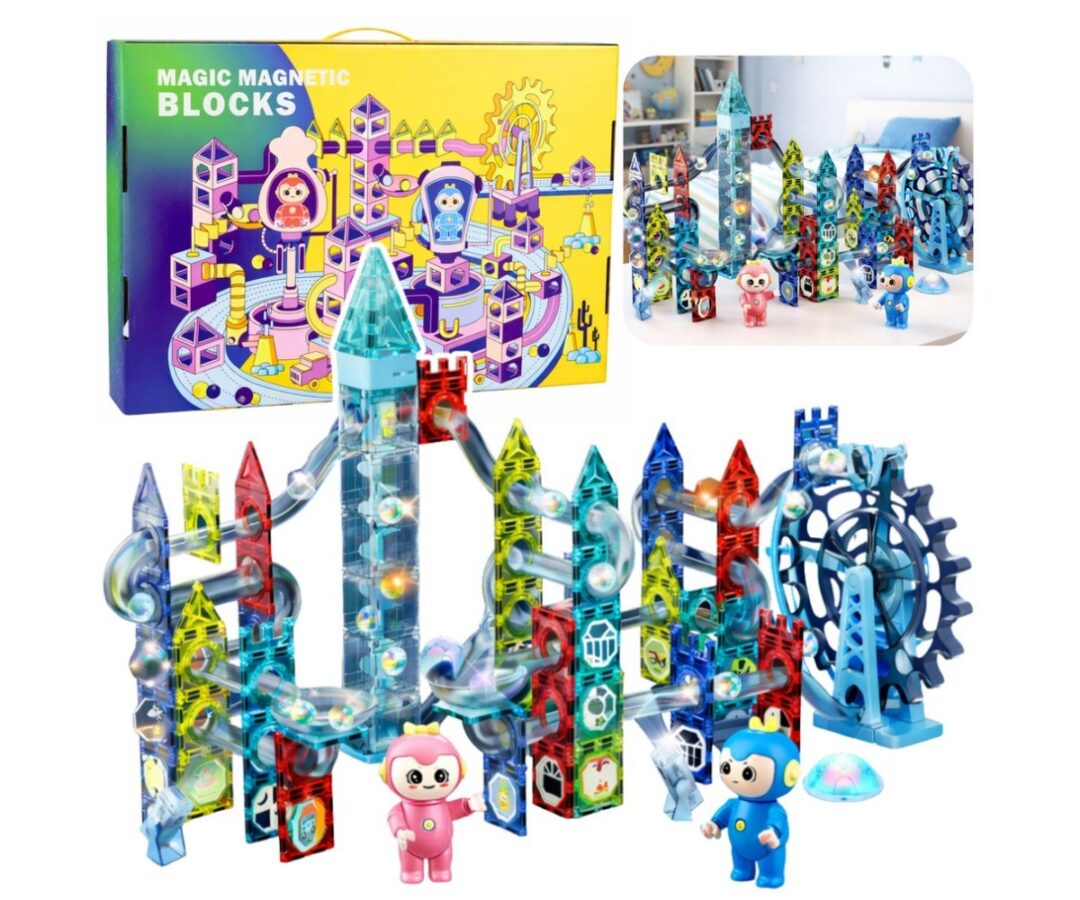 Magnetklotside pallirada Magic Blocks – 118 osa, värvilised klotsid ja mänguasjad laste loovuse jaoks