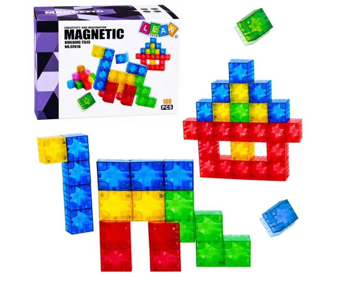 Magnetilised kuubikklotsid Colorful Cube – 160 osa, mitmevärvilised klotsid erinevates vormides.