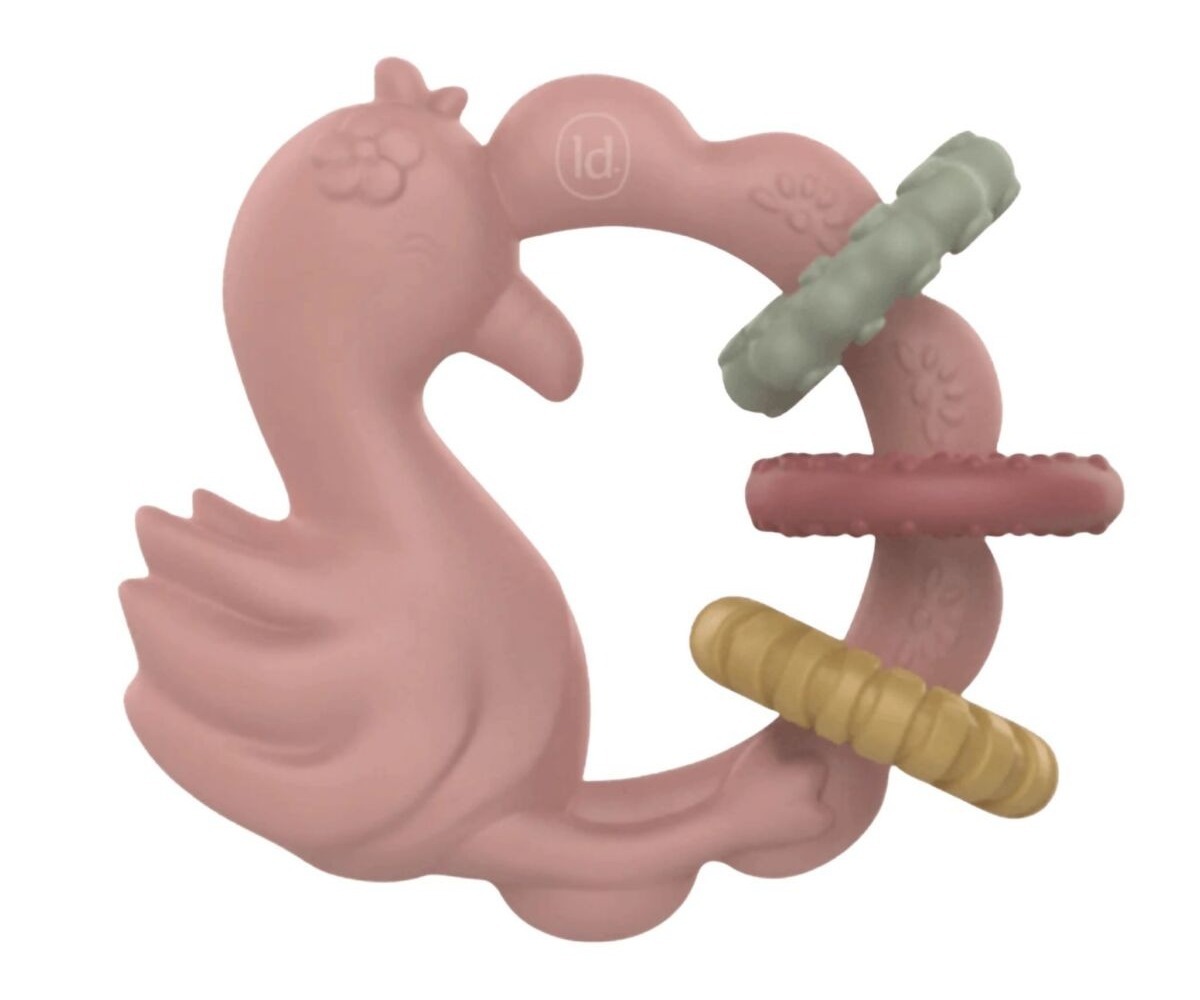 Närimisrõngas flamingo Safari Friends – Little Dutch, pehme ja värviline närimisrõngas, mis toetab beebi hambumuse arengut.