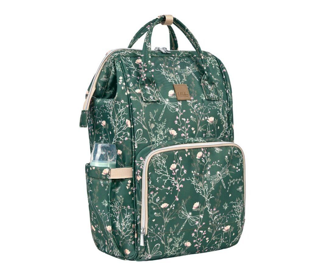 Roheline beebitarvete kott Mama Bag Kikkaboo Siena, külgvaade, mugavust ja stiili ühendav disain.