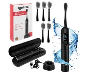 Must Soulima X800 sonic hambahari koos kuue otsikuga ja laadimisalus.