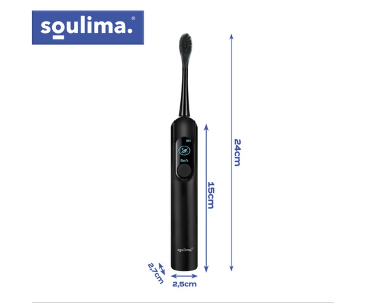 Must Soulima X800 sonic hambahari mõõtude näidis 24cm x 2.5cm.