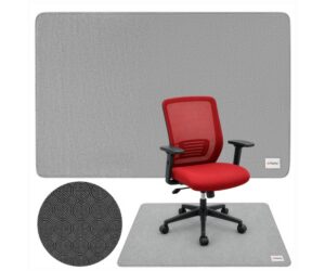 Libisemisvastane põrandakaitsematt Ruhhy 80x120cm koos punase kontoritoaga, ideaalne tooli alla.