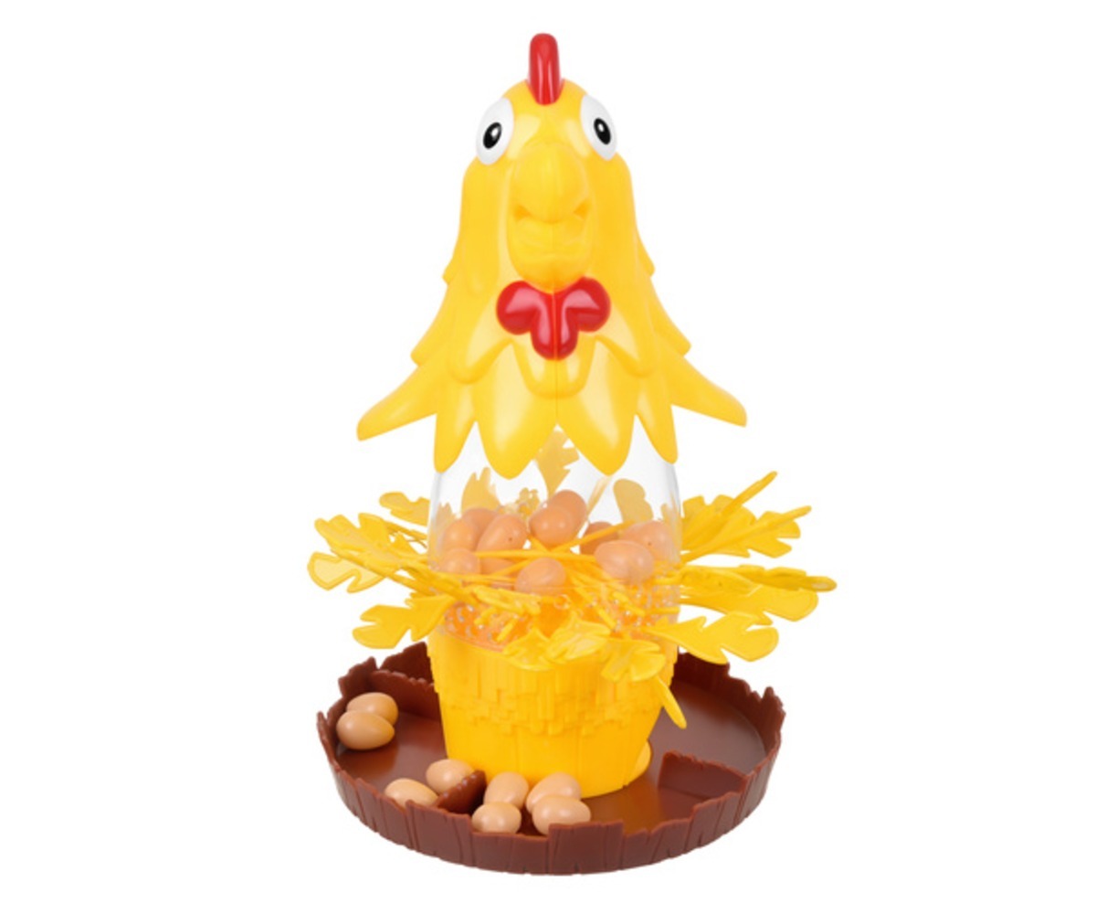Chicken Fun osavusmäng lastele 20 munaga, kollane kanakujuline mänguasi munadega