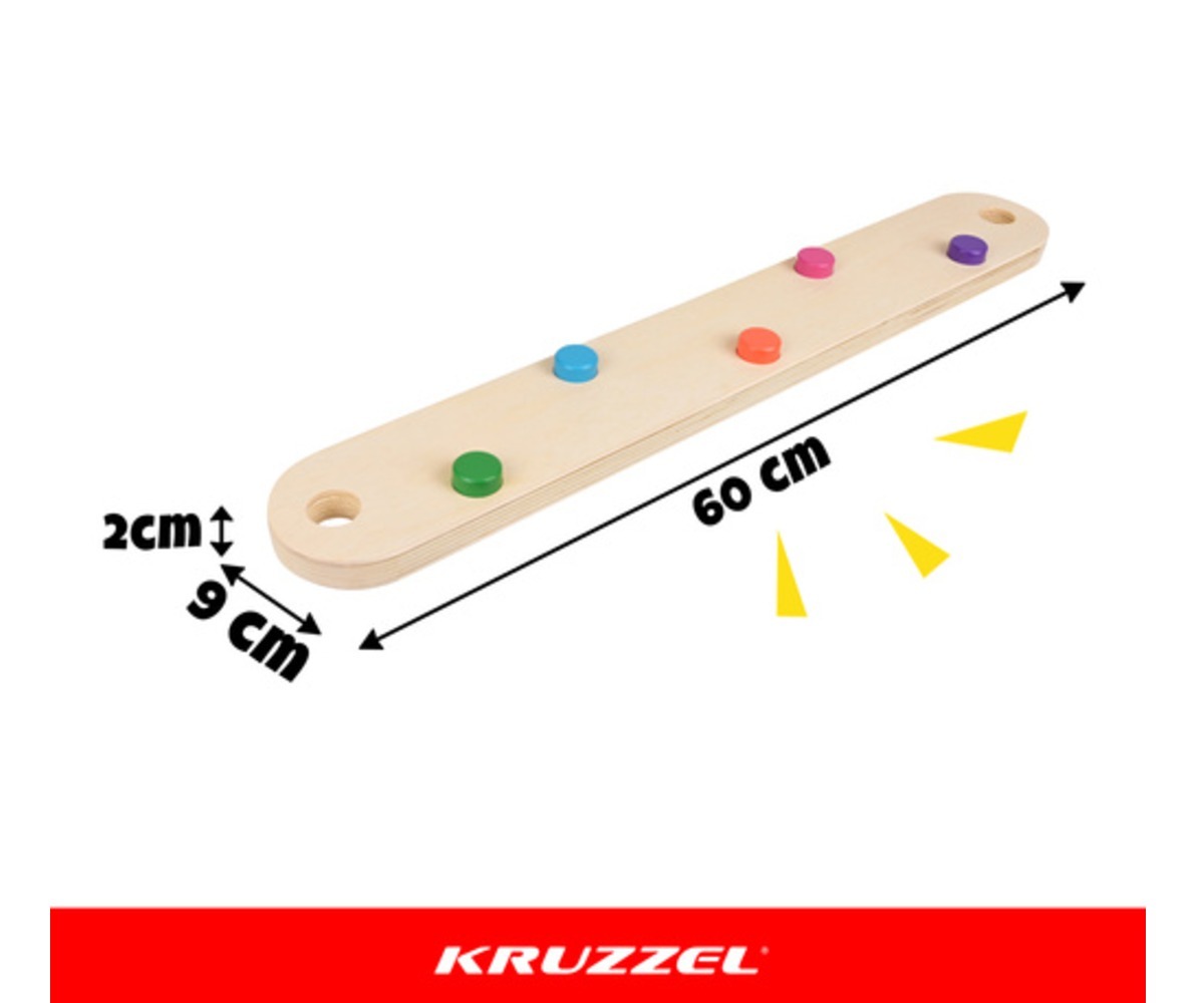 Puidust tasakaalurada lastele 14 osaga, mõõdud 60 cm x 9 cm x 2 cm