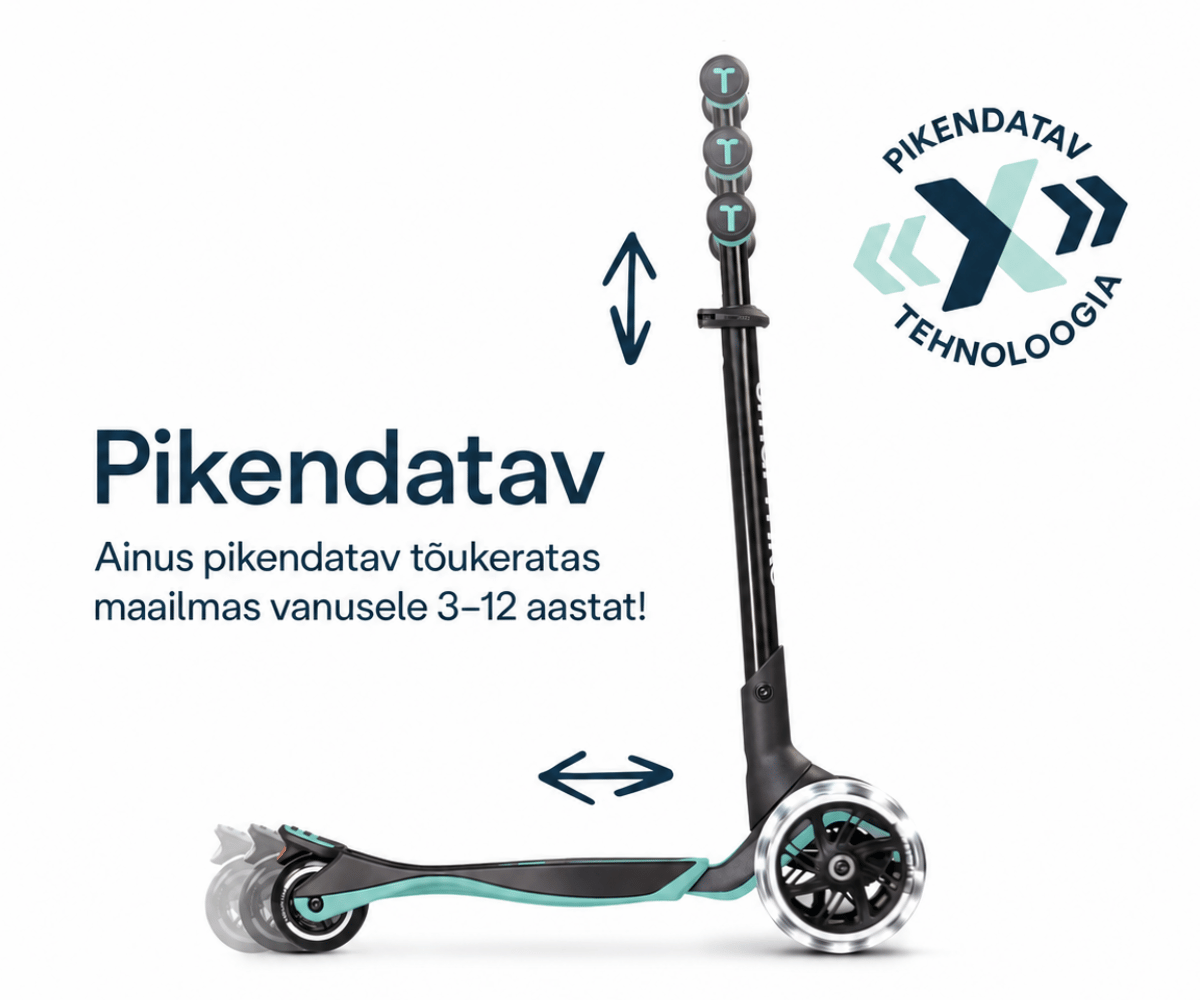 SmarTrike tõukeratas istmega Xtend Ride-on LED, pikendatav ja sobib vanusele 3–12 aastat
