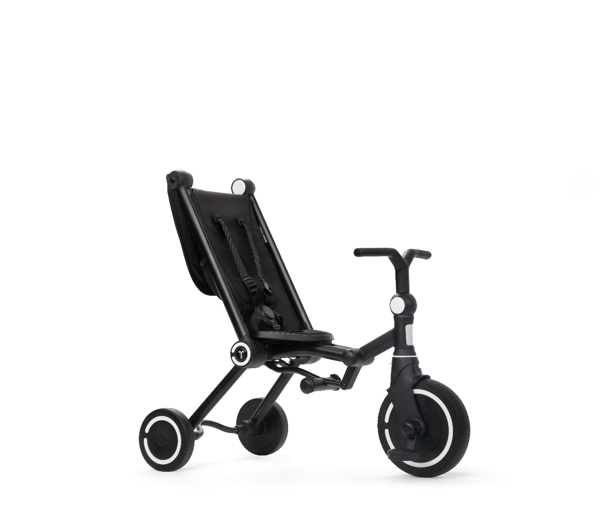 SmarTrike Wind kokkupandav kolmerattaline käru - must, näitab käru kukkumise vastast disaini ja funktsioone.