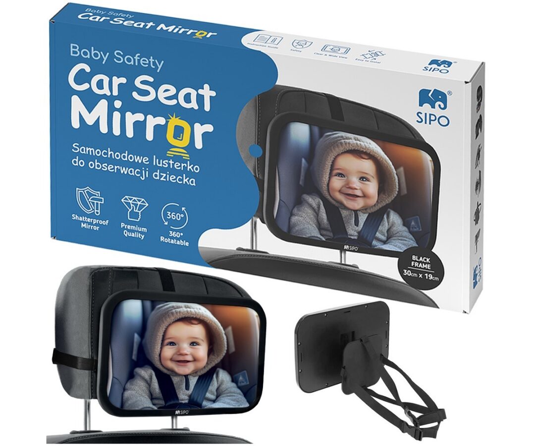 SIPO beebipeegel autosse SBS-SM30 koos beebiga mugavas autos istumas