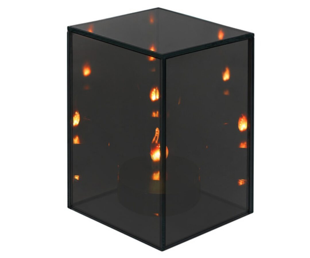 Dekoratiivne LED latern 3D efektiga mustas klaasis, kõrgus 15 cm
