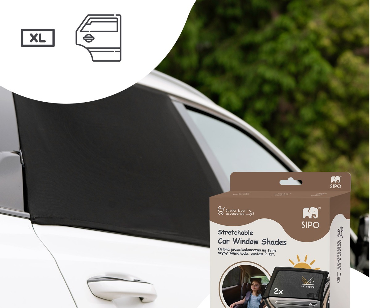 SIPO XL päikesevarjud autoaknale 2tk SCA-14 paigaldatuna autole