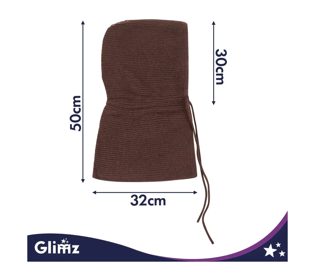 Glimz pruun naiste kapuuts-sall 3in1 villaga, mõõdud 50cm x 30cm x 32cm.