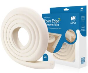 SIPO L-kujuline vahtmaterjalist servakaitse 2m - valge, pakend koos toote detailidega.