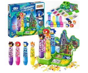 Sonic tekstmarkerite valmistamise komplekt lastele sisaldab nelja erinevat markerit ja kõiki vajalikke tarvikuid loovuseks.