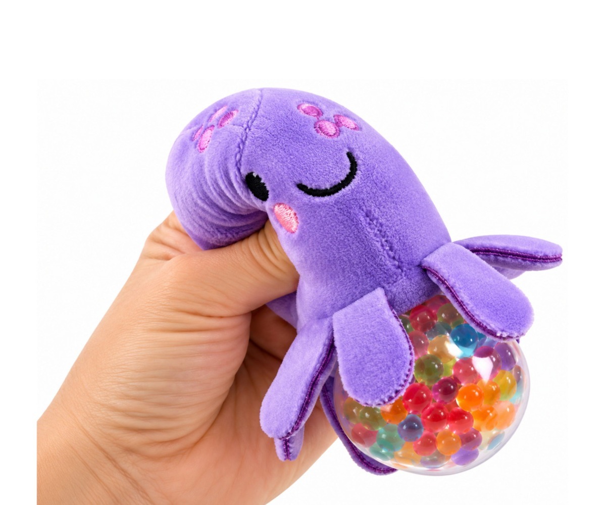 Pigistatav sensoorne plüüsloom mereloomadega, kaheksajala kujuline, 6cm suurune, pehme ja mänguline.