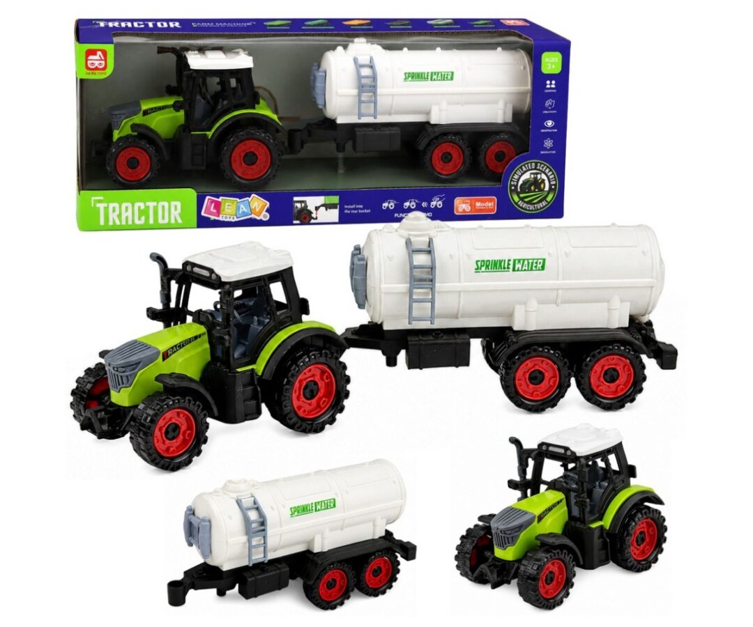 Mängutraktor tsisternhaagisega 34cm koos valge veoautoga