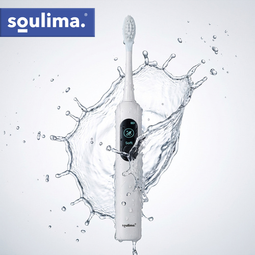 Soulima X800 sonic hambahari, 90 000 võnget/min, veepritsmete taustal