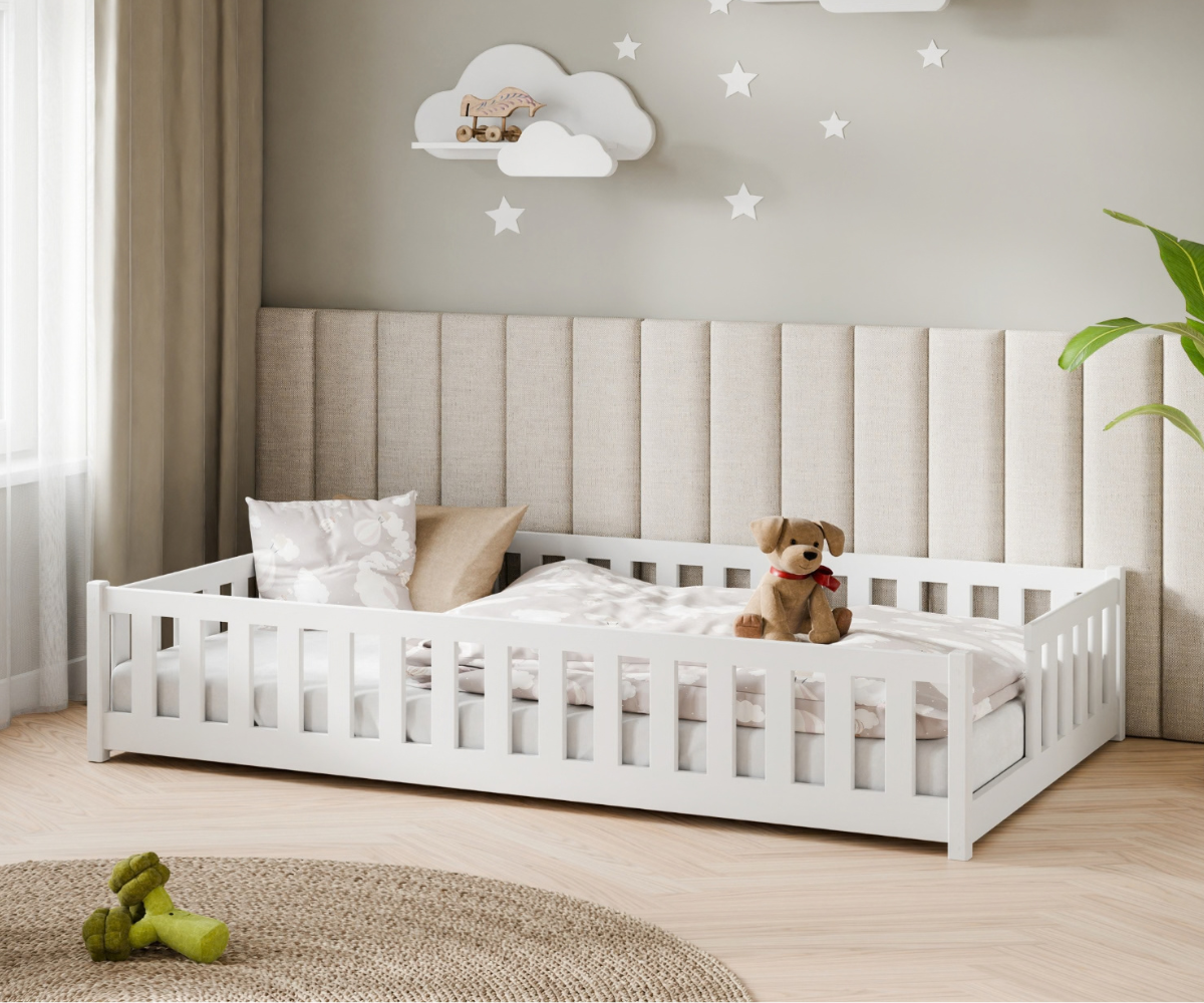 Montessori põrandavoodi IVY 120×200cm (ava jalutsis) – valge