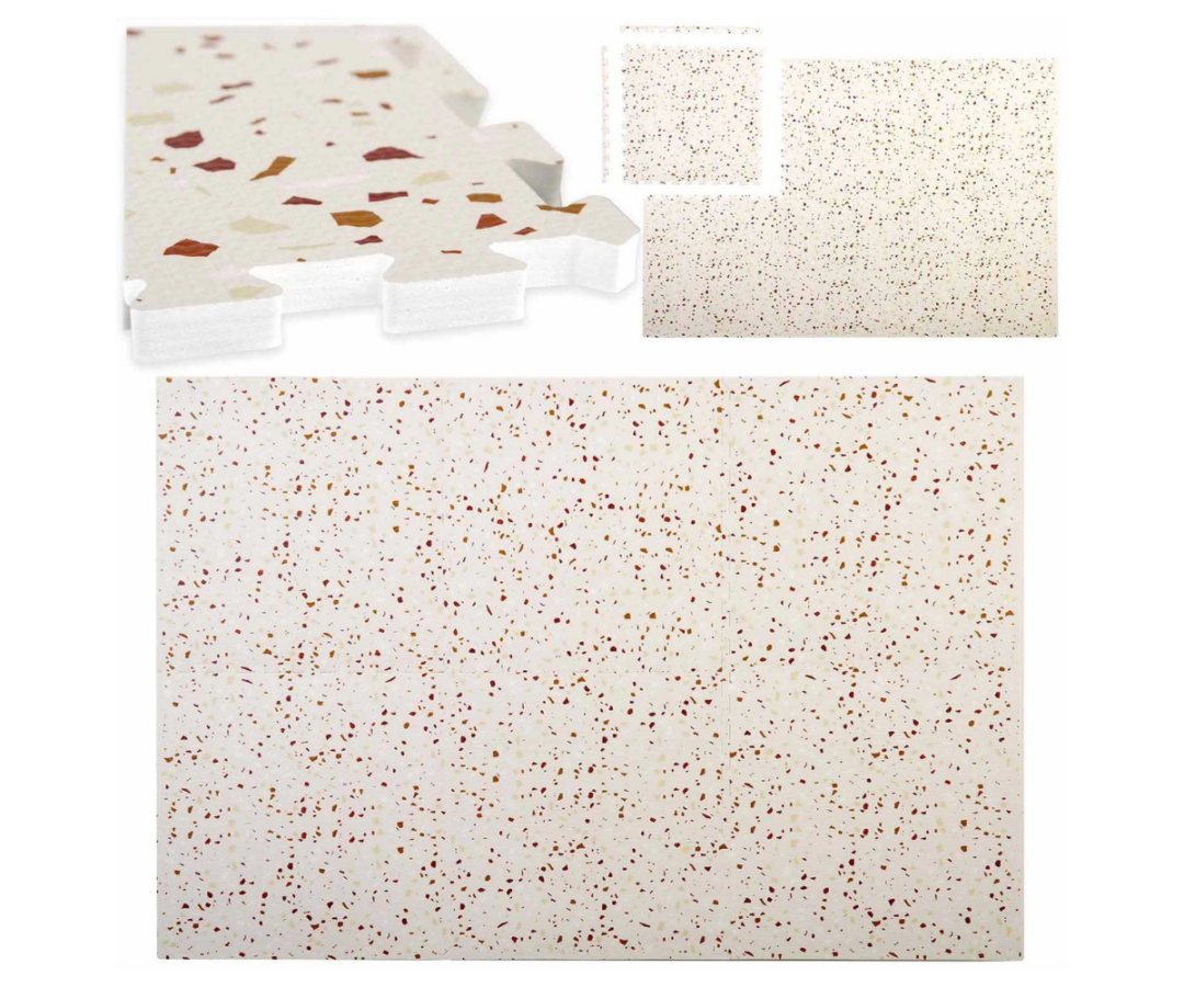 Paks puslematt Ricokids 175×118cm – beež terrazzo, 6 osa