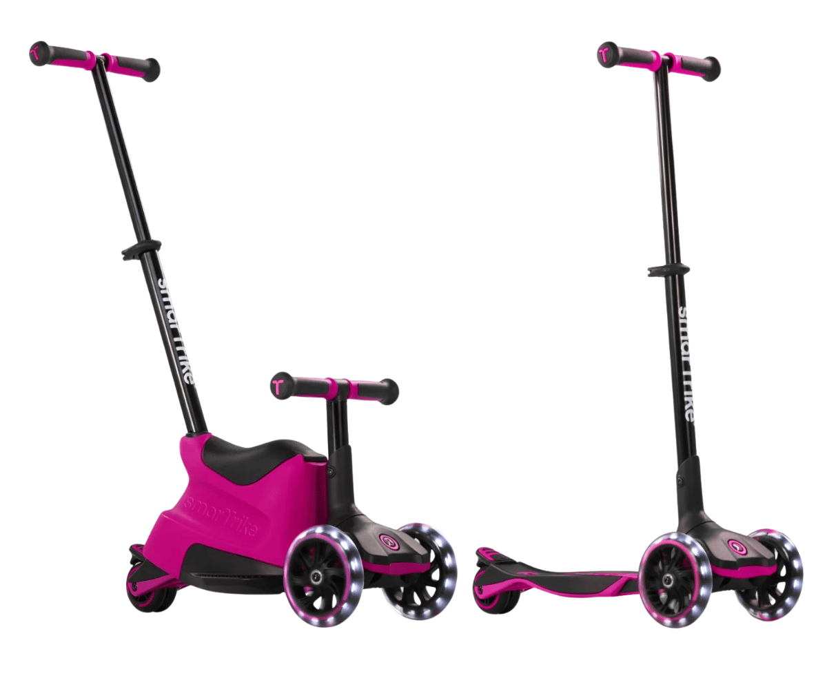 SmarTrike Xtend Ride-on roosa laste tõukeratas eemaldatava istme ja vanema lükkesangaga